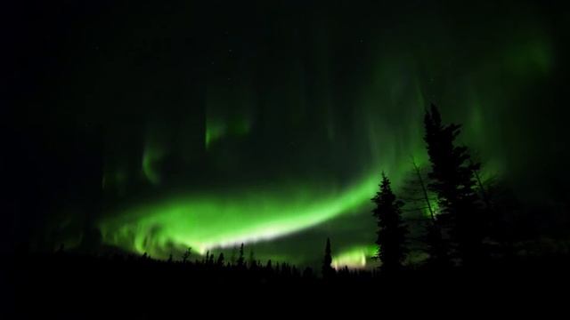 Winter Green Colors: Rare Aurora Borealis Real time Video Dancing Over Newfoundland