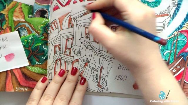 Coloring 'The Magical city' Malta / Derwent Inktense pencils