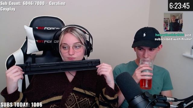 Niki hits herself with a keyboard