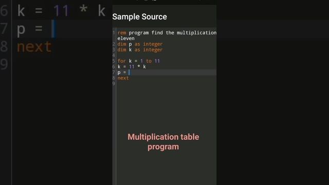 Program to find multiplication table on BASIC