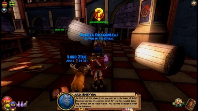 Wizard101 Level 48 Myth school quest Orthrus