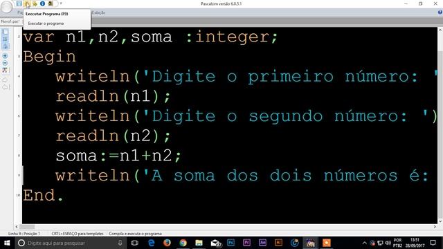 Fórmulas e atribuição (3-10) -  Aula de Pascal