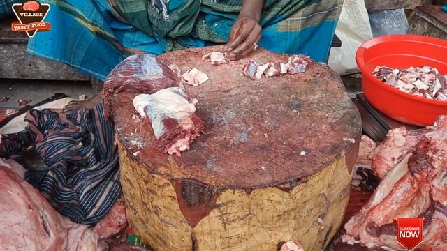 Fresh Buffalo Meat Shop In A Village Meat Market | Experienced Butcher Amazingly Processing Meat.