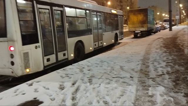 6 февраля 2025 г. Автобус 326 маршрут МАЗ-203 8442 Дунайский Проспект Угол Купчинской Улицы