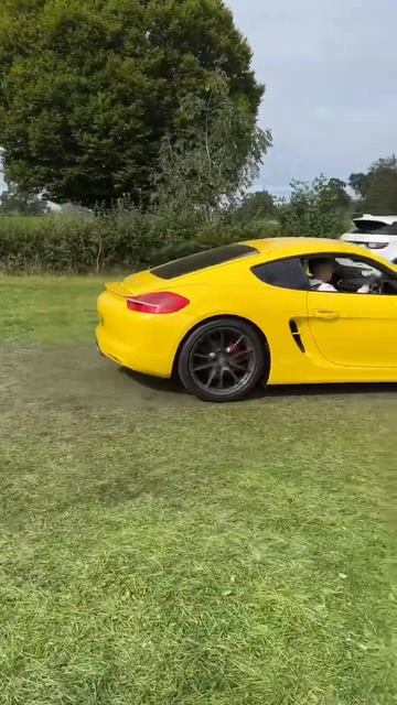 AWESOME YELLOW PORSCHE CAYMAN S DRIVING ON GRASS | WOW 2022