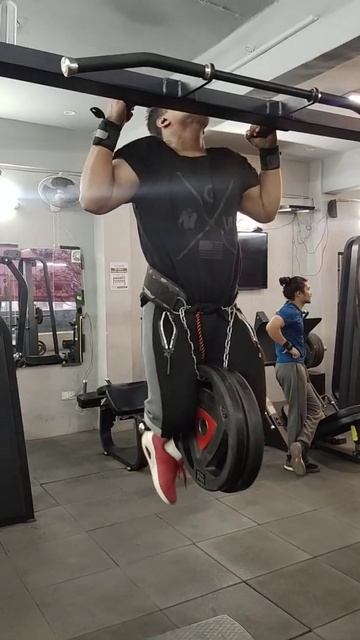 Extreme 50 kg weighted pullups at 90 kg bodyweight for reps  insta -Bhavneetpandey