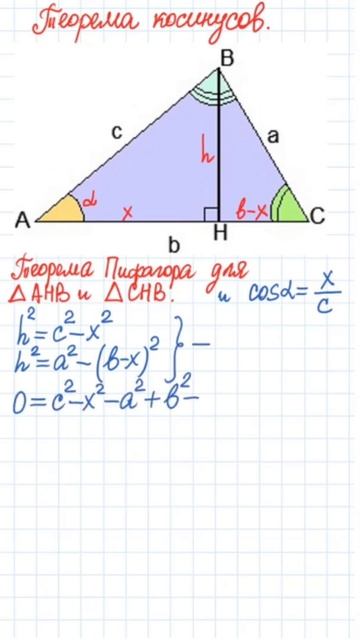 Теорема косинусов. #геометрия #attestatsiya #ilmnuri