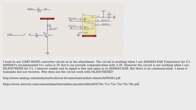 Electronics: Difference between ISL83078EIBZ and ADM483-EAR for UART-RS485 Converter
