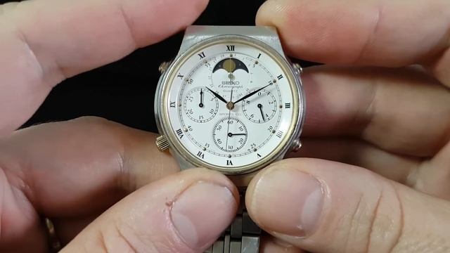 1985 Seiko 7A48-7000 vintage chronograph with moonphase