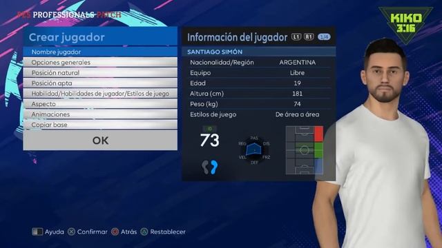 CREAR SANTIAGO SIMÓN en PES2017
