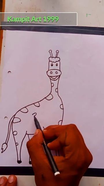 How To Draw A Giraffe | Giraffe Colour Drawing For Kids By Kampit