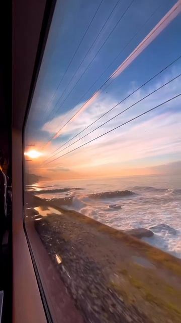 Закатное побережье Сочи из окна поезда🏝🌅https://t.me/vzgliani_blog #travel #nature #video #shorts