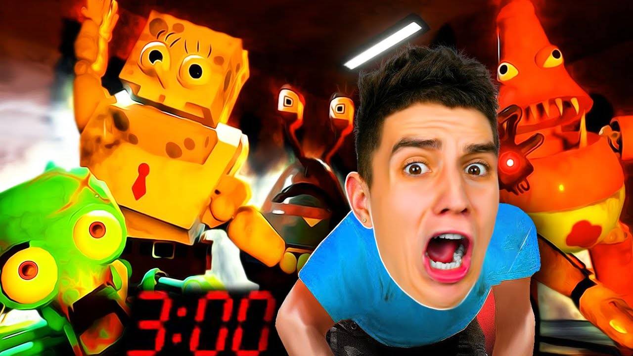 5 НОЧЕЙ В ПРОКЛЯТОМ КРАСТИ КРАБЕ! СТРАШНЫЙ ХОРРОР - СПАНЧ БОБ ! СПОРИМ ИСПУГАЕШЬСЯ_ ГЛЕНТ