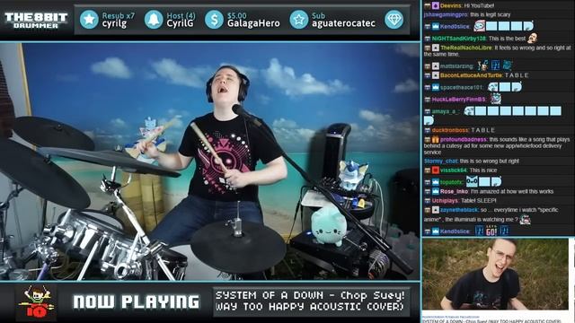 Chop Suey! Way Too Happy Acoustic Cover On Drums!