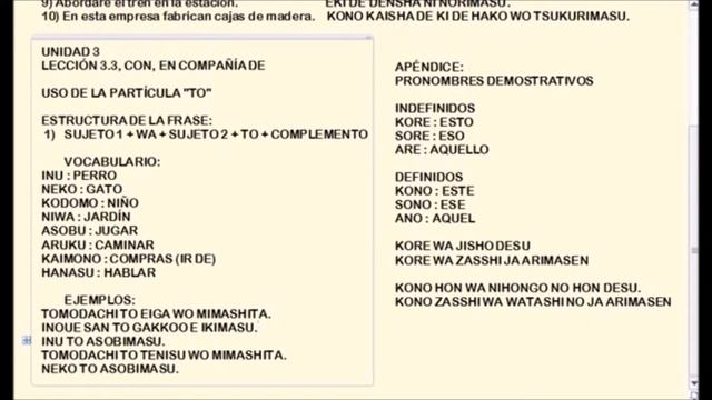 CURSO DE JAPONES, LECCION 3 3, CON, EN COMPANIA DE