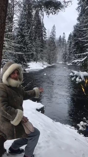 Зимний пейзаж на реку.
