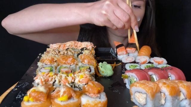 🍿 ASMR SUSHI & SASHIMI PLATTER MUKBANG (No Talking) EATING SOUNDS | Zulfia ASMR