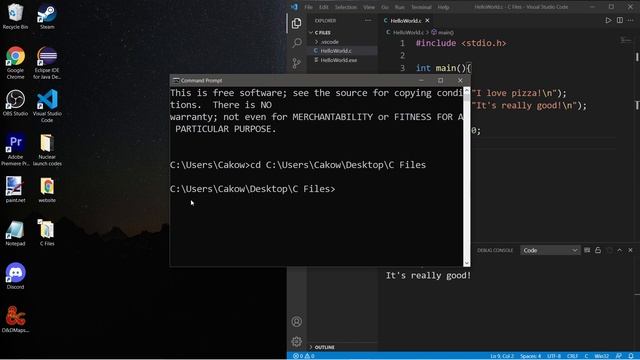 C compile and run a C program with cmd 🏗️ (optional video)