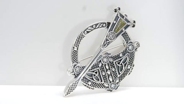 Connemara Marble Sterling Silver Celtic Tara Brooch on QVC