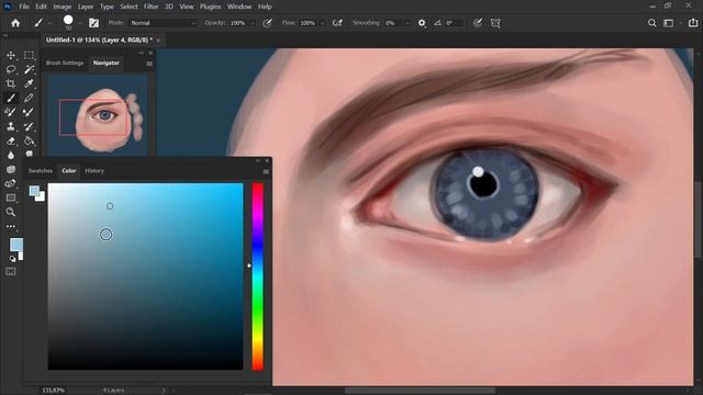 Real time eye painting (Photoshop, Brush settings) by Aku_jumbi