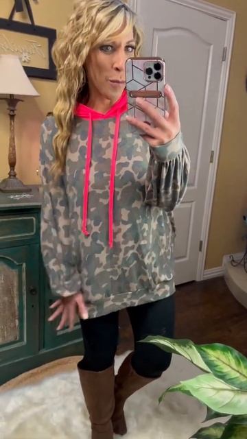 All Star Camo Hoodie with Neon Contrast and Side Pockets