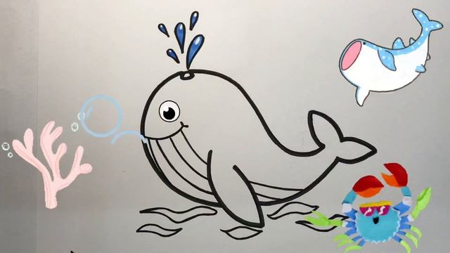 Bolalar uchun kit rasm chizish | How To Draw Whale for Children | рисуем кита для детей