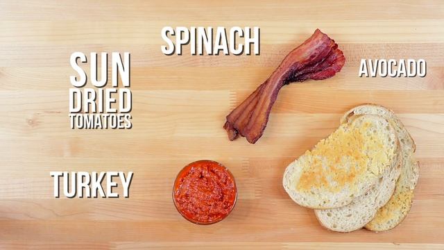 Bacon, Spinach and Sun Dried Tomato Turkey-Avocado Club Sandwich