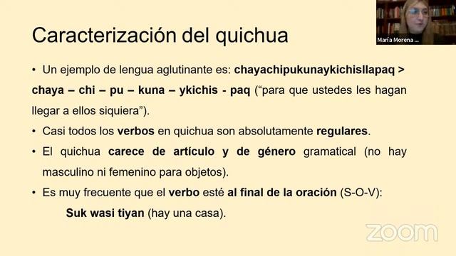 Primer encuentro del seminario "Historia y cultura de la lengua quichua" dictado por Morena Sández