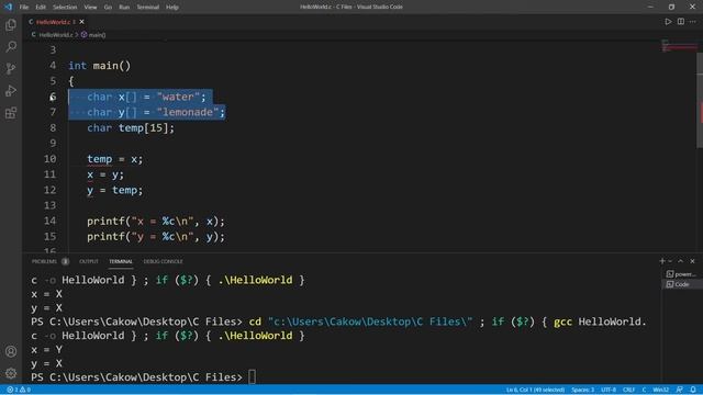 C swap values of two variables 🥤