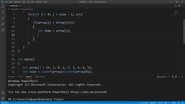 C sort an array 💱