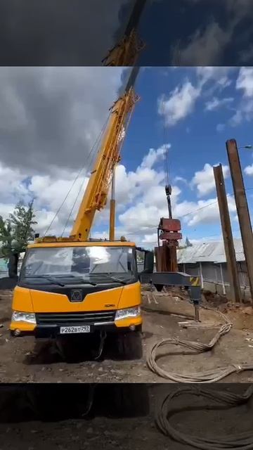 Извлечение шпунта автокраном XCMG XCT70_S. АРЕНДА СПЕЦТЕХНИКИ +7 (985) 185-77-77.