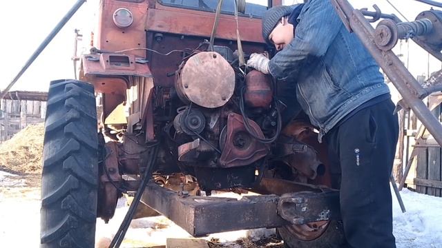 Трактор🚜 Т-16 установка двигателя