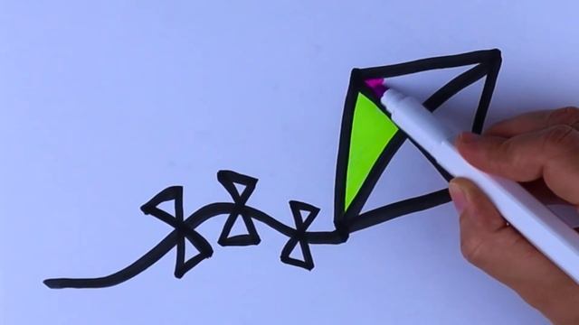 Drawing Kite for kids | Bolalar uchun Uçurtma chizish | Рисование воздушного змея для детей