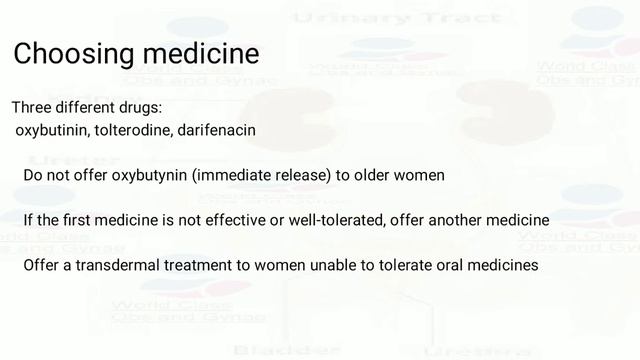Urogynaecology, in the Preview of International Guidelines