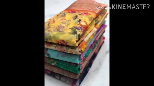 Organza with excellent colour combination sarees and Aura sarees in cotton silk saree Collections