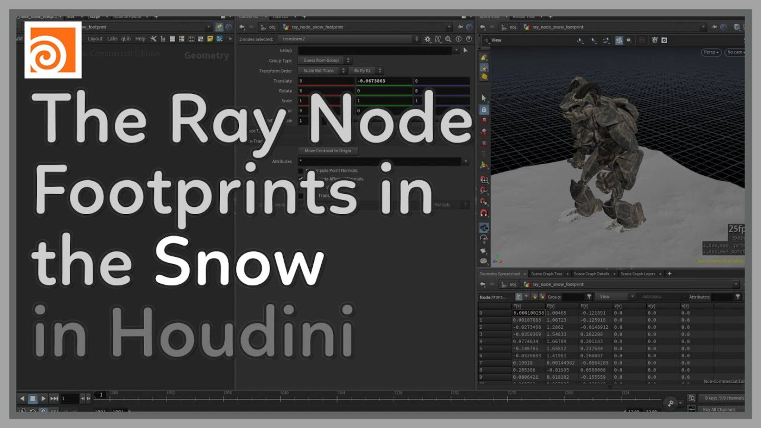 77 The Ray Node  Footprints in the Snow in Houdini