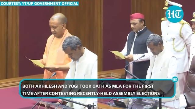 'Jai Shri Ram' slogans in U.P assembly as Yogi greets Akhilesh first time after poll victory