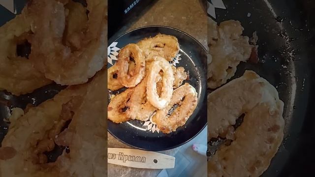 Кальмары в панировке, креветки в сливочном соусе с рисом Морской ужин =)