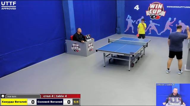 19:00 Хамурда Виталий 1-3 Соловей Виталий стол 4 ЮГ-3 09.09.21