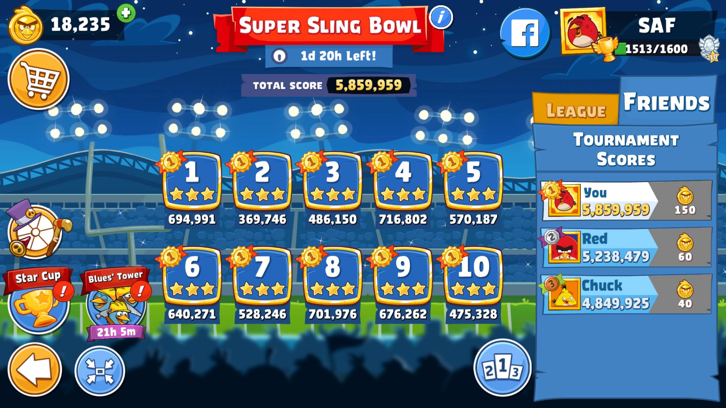 Angry Birds Friends. Super Sling Bowl (08.02.2025). Все уровни 3 звезды. Прохождение от SAFa