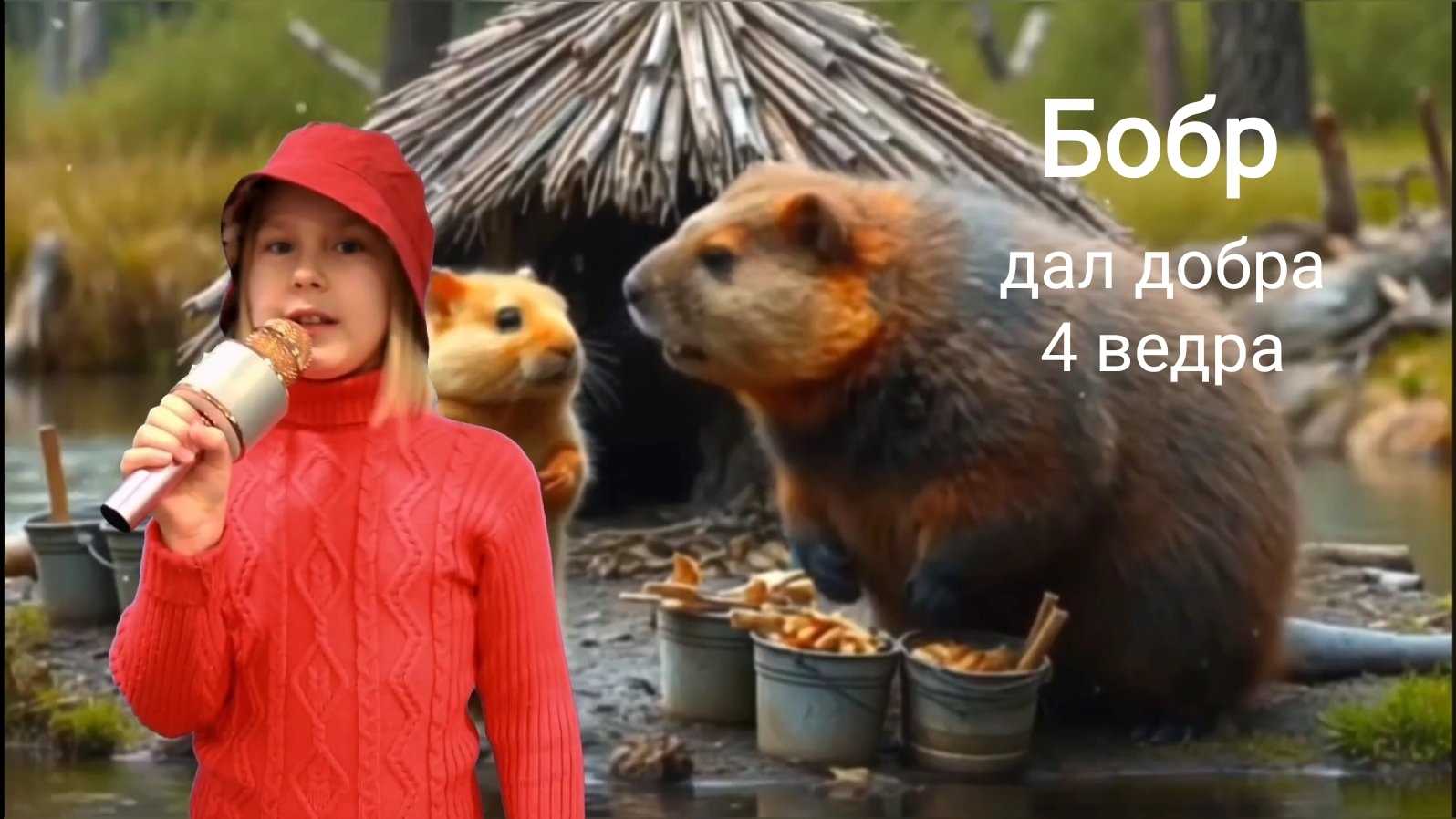 Бобр. Сидим с бобром за столом.