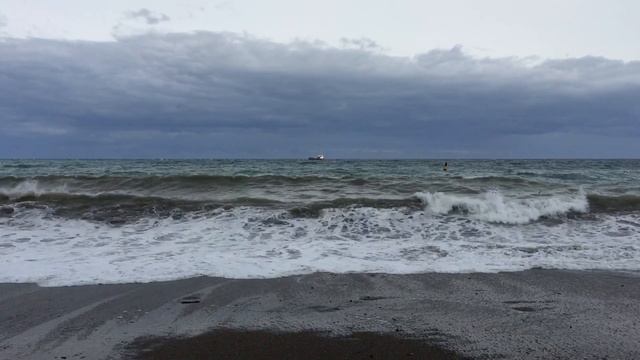 Watching the Big Waves of the Black Sea  in Yalta , Crimea /part 1