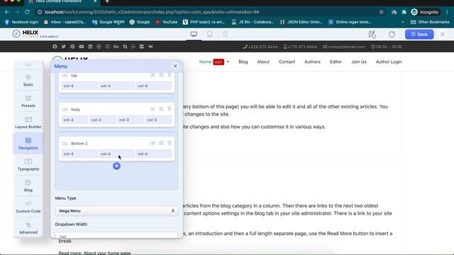 Helix Ultimate 2 - new Mega Menu builder preview