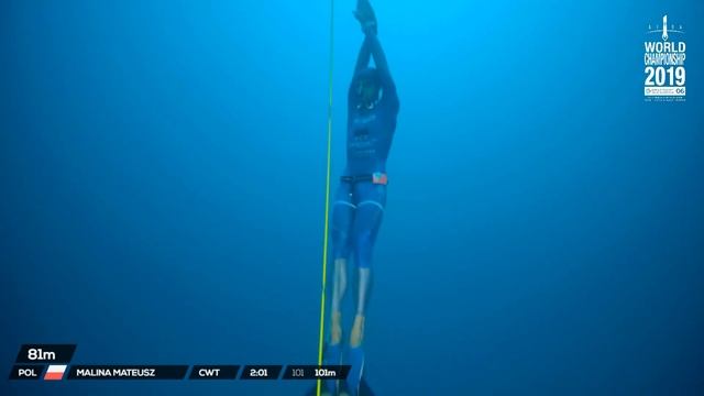AIDA Depth World Championship Villefranche-Sur-Mer 2019 - Mateusz Malina - CWT 101m