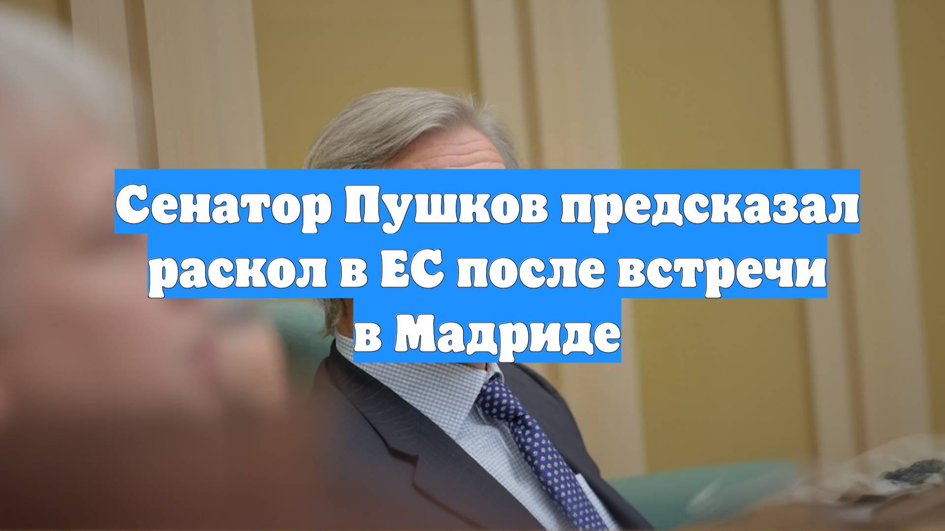 Сенатор Пушков предсказал раскол в ЕС после встречи в Мадриде