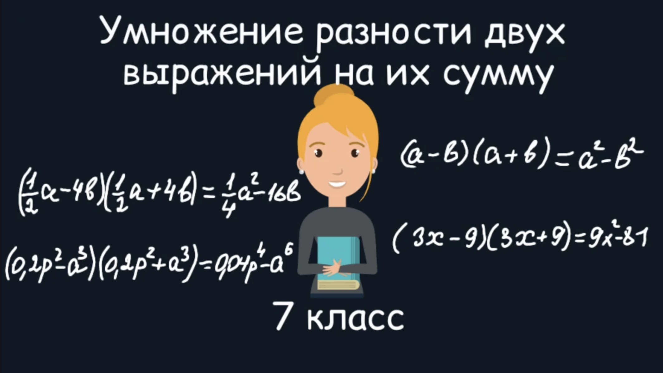 Умножение разности выражений на их сумму. Алгебра. 7 класс