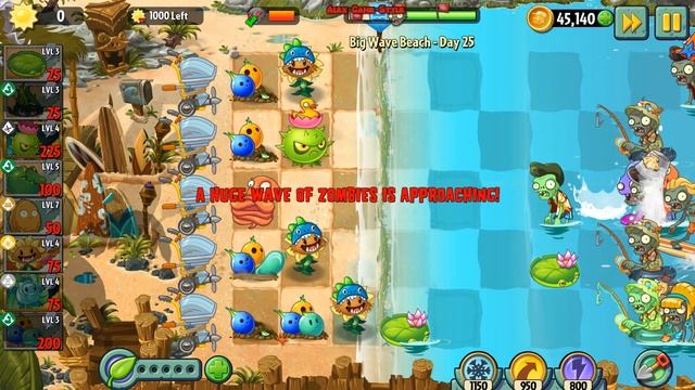 Plants vs. Zombies 2 - Spend no more than 3000 sun - Big Wave Beach Day 25 (Ep.418)