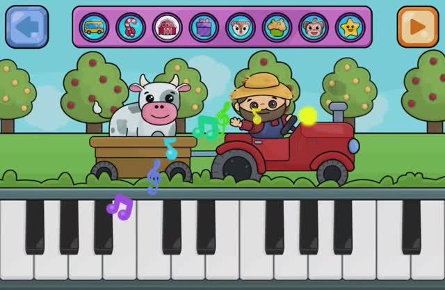 Давай поиграем на пианино! Веселая музыка на ферме. Игры для детей. Мультики для малышей.