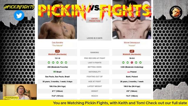 Caio Borralho vs. Michal Oleksiejczuk - UFC Fight Night Picks, Best Bets and Predictions
