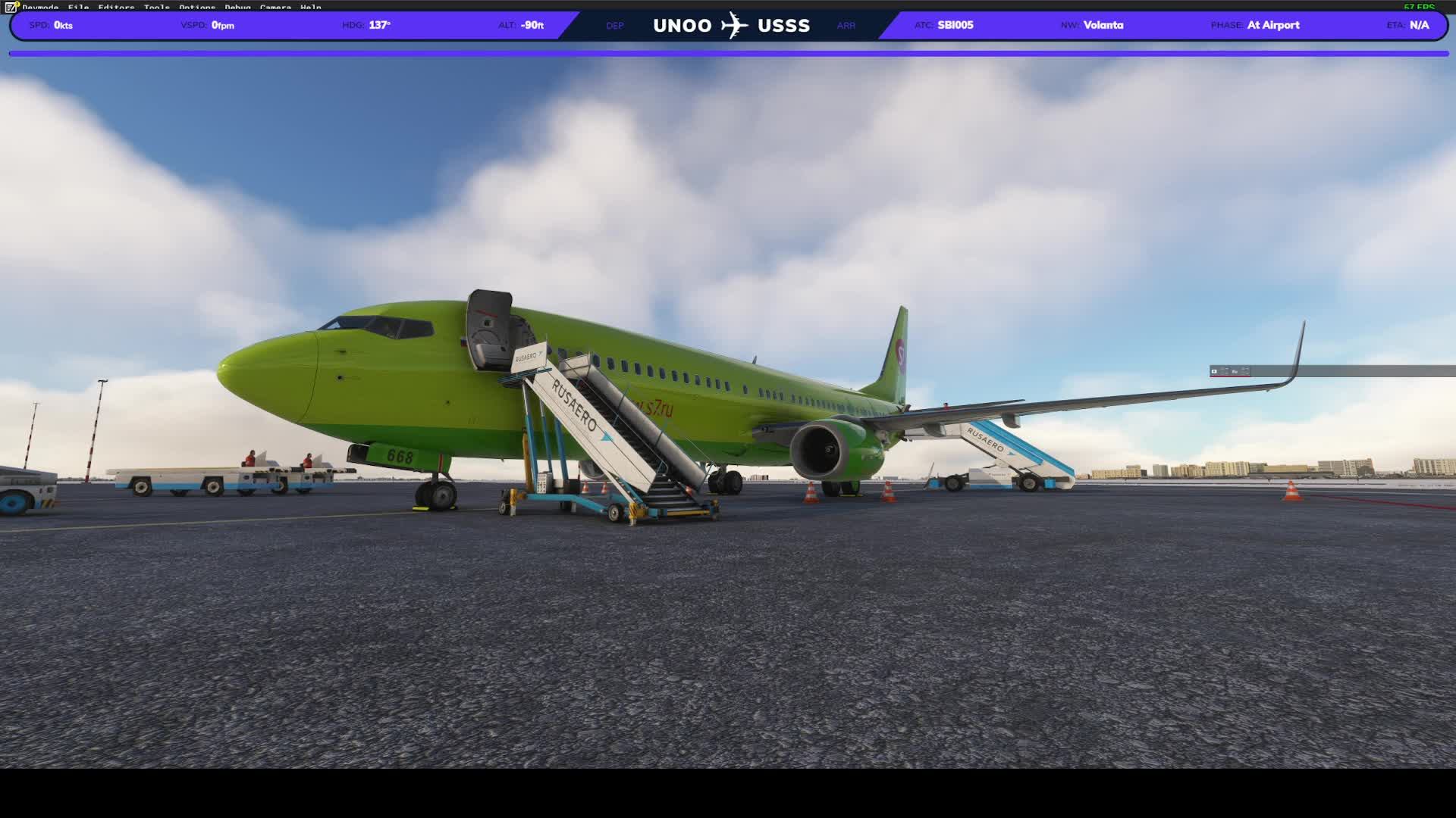 MSFS 2020, GSX, PMDG 737-800, SBI005, Vatsim, Omsk(UNOO) - Yekaterinburg(USSS)